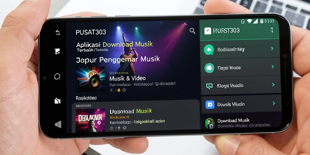Tampilan antarmuka aplikasi PUSAT303 untuk Download Musik yang mudah digunakan.