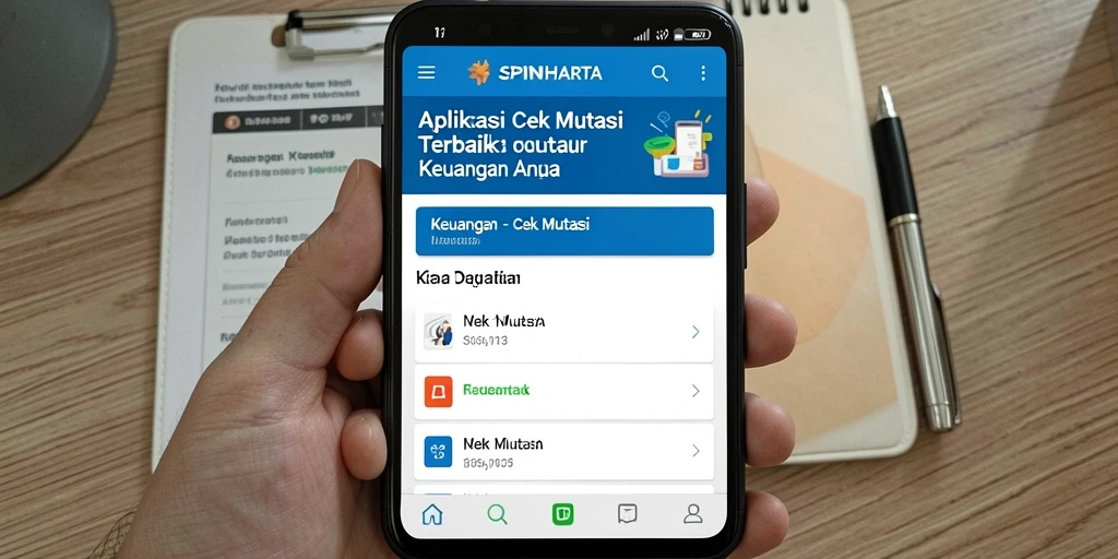 Antarmuka pengguna SPINHARTA menampilkan ringkasan mutasi transaksi secara jelas.