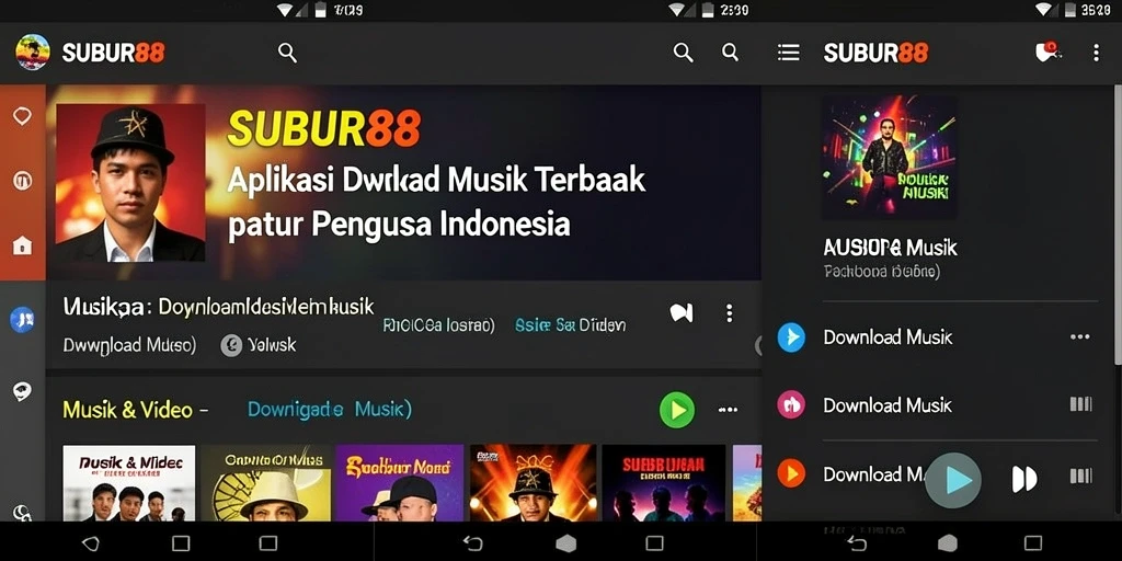 Antarmuka SUBUR88 yang sederhana dan menarik untuk Download Musik.